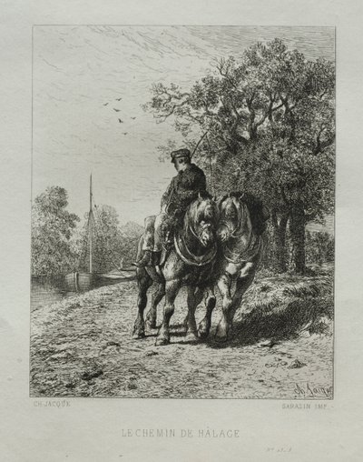 Ścieżka holownicza. autorstwa Charles Emile Jacque