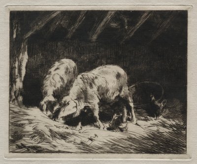 Dwie świnie autorstwa Charles Emile Jacque