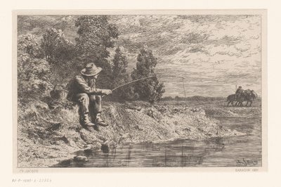 Rybak na wodzie Peche au gardon autorstwa Charles Emile Jacque