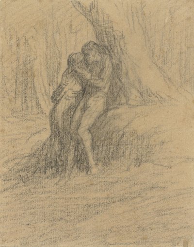 Para rolników kocha się pod ciężkim drzewem autorstwa Charles Emile Jacque