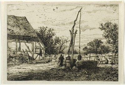 Cóż na dziedzińcu farmy autorstwa Charles Emile Jacque
