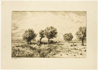 Wierzby w krajobrazie autorstwa Charles Emile Jacque