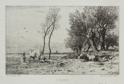 Zima autorstwa Charles Emile Jacque