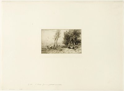 Pejzaż zimowy z pasterką autorstwa Charles Emile Jacque