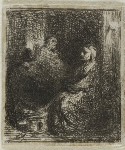 Kobieta sprzedająca smażone jedzenie autorstwa Charles Emile Jacque
