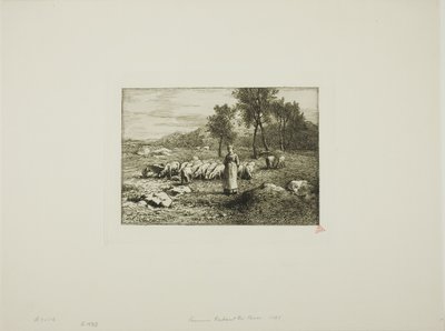 Kobieta pilnująca stada świń autorstwa Charles Emile Jacque