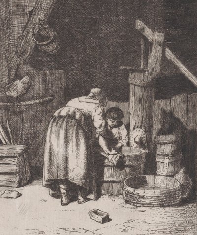 Kobiety Pranie, ca. 1845-50. autorstwa Charles Emile Jacque