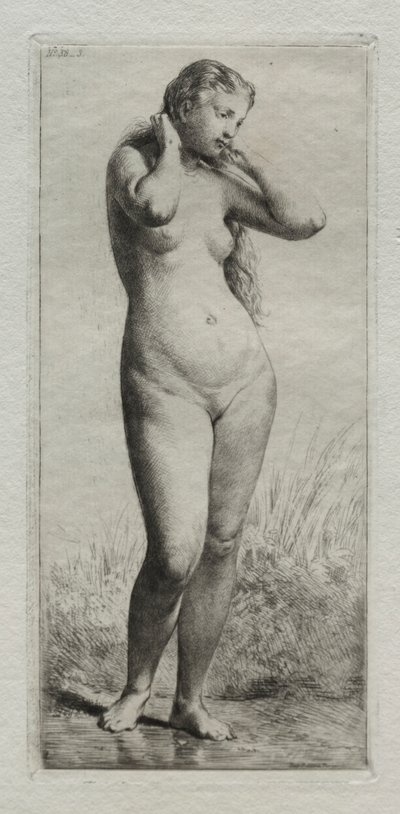Młoda kobieta kąpiel. autorstwa Charles Emile Jacque