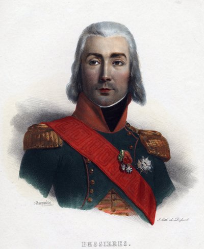 Portret Jean Baptiste (Jean-Baptiste) Bessieres (1768-1813), Marszałek Francji - Mauraisse, Charles Emile (1799-1852) - 1835 - Litografia, akwarela - 32x24 - Kolekcja prywatna autorstwa Charles Emile Mauraisse