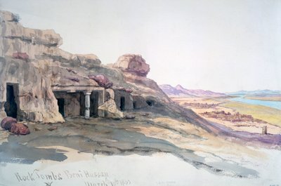 Grobowce skalne, Beni Hassan, 10 marca 1863, Egipt, 1863 autorstwa Charles Émile de Tournemine