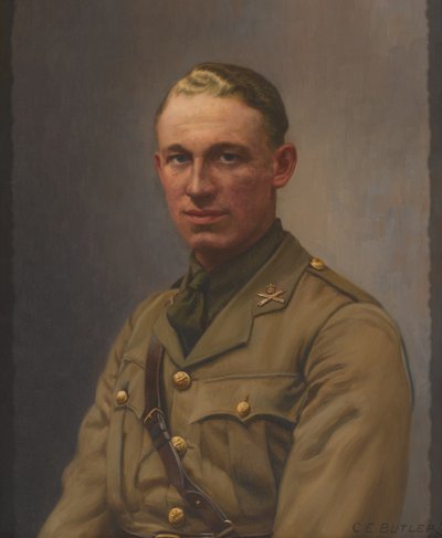 Porucznik AL Bobby, Korpus karabinów maszynowych i pułk Middlesex, 1917 ok autorstwa Charles Ernest Butler