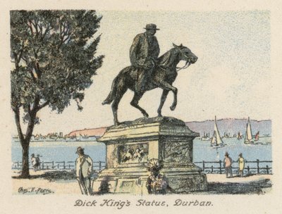 Republika Południowej Afryki: Pomnik Dicka Kinga, Durban (kolorowa litografia) autorstwa Charles Ernest Peers