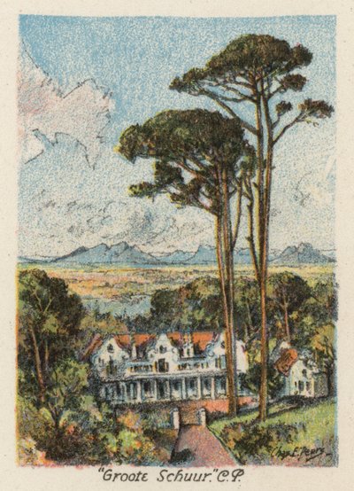 Republika Południowej Afryki: "Groote Schuur", CP (kolorowa litografia) autorstwa Charles Ernest Peers