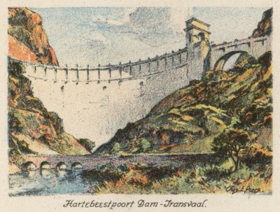 Republika Południowej Afryki: Hartebeestpoort Dam, Transvaal (kolorowa litografia) autorstwa Charles Ernest Peers