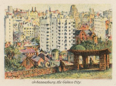 Republika Południowej Afryki: Johannesburg, Złote Miasto (kolorowa litografia) autorstwa Charles Ernest Peers