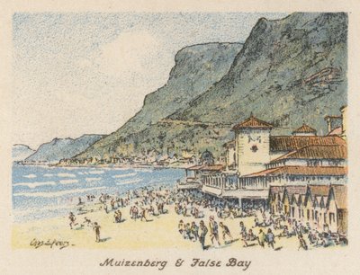 Republika Południowej Afryki: Muizenberg i False Bay (kolorowa litografia) autorstwa Charles Ernest Peers