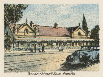 Republika Południowej Afryki: Dom Prezydenta Krugera, Pretoria (kolorowa litografia) autorstwa Charles Ernest Peers