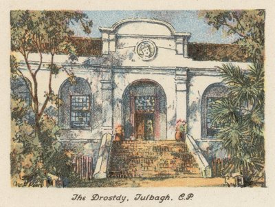 Republika Południowej Afryki: The Drostdy, Tulbagh, CP (kolorowa litografia) autorstwa Charles Ernest Peers