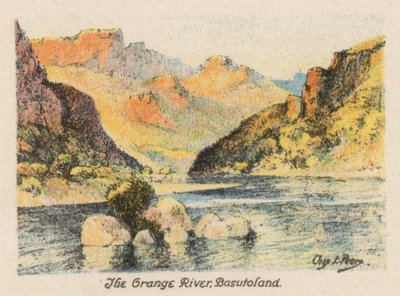 Republika Południowej Afryki: Rzeka Pomarańczowa, Basutoland (kolorowa litografia) autorstwa Charles Ernest Peers