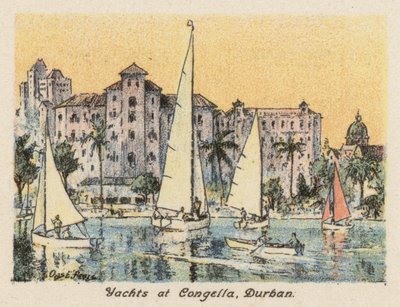 Republika Południowej Afryki: Jachty w Congella, Durban (kolorowa litografia) autorstwa Charles Ernest Peers