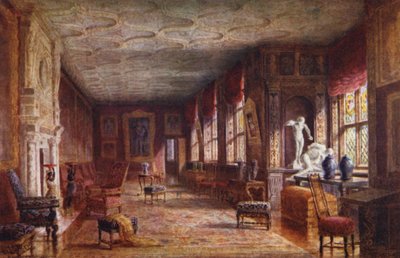 Knole House: Cartoon Gallery (kolorowa litografia) autorstwa Charles Essenhigh Corke