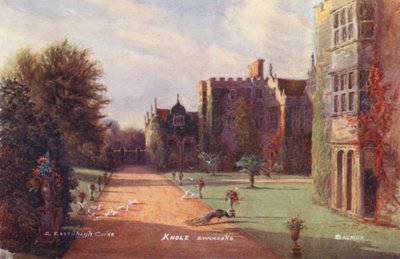 Knole House: Front południowy, zwrócony na zachód (litografia kolorowa) autorstwa Charles Essenhigh Corke