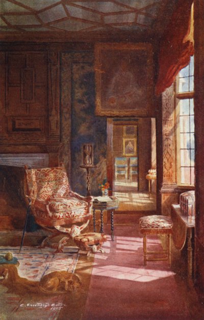 Knole House: Spangled Bedroom, drzwi (kolorowa litografia) autorstwa Charles Essenhigh Corke