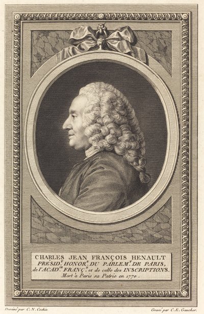 Charles Jean Francois Henault autorstwa Charles Etienne Gaucher after Charles Nicolas Cochin II
