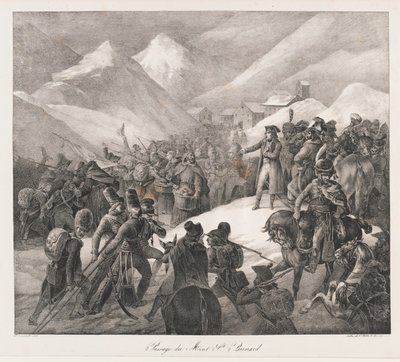 Przeprawa przez Górę Św. Bernarda, początek XIX w. (lito) autorstwa Charles Etienne Pierre Motte