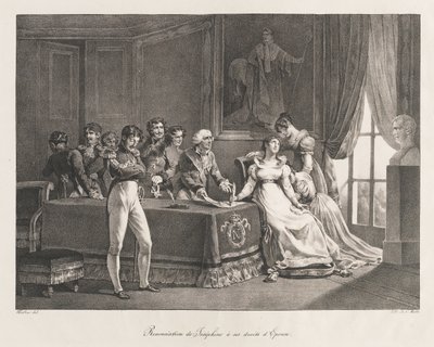 Josephine wyrzeka się swoich praw, wcześnie XIX wiek (lito) autorstwa Charles Etienne Pierre Motte
