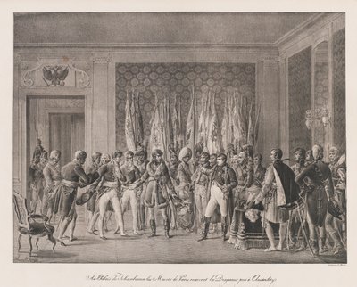 Maires of Paris odbierają flagę Austerlitz, początek XIX wieku (lito) autorstwa Charles Etienne Pierre Motte