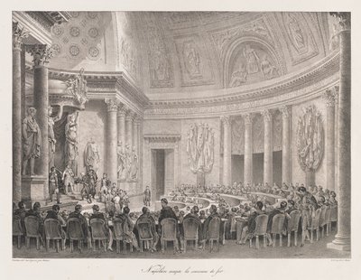 Napoleon przyjmując Żelazny Krzyż, początek XIX wiek autorstwa Charles Etienne Pierre Motte