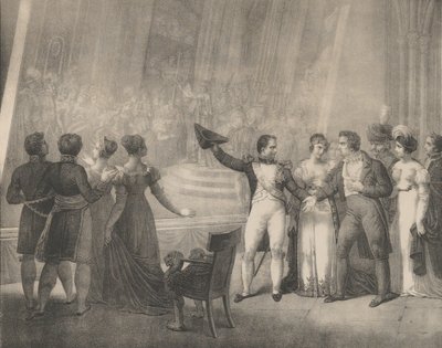 Napoleon i Józefina w Pracowni Dawida, 4 stycznia 1808 r., ok. godz. 1820-30. autorstwa Charles Etienne Pierre Motte