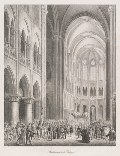 Ponowne ustanowienie kościoła, początek XIX wiek (lito) autorstwa Charles Etienne Pierre Motte