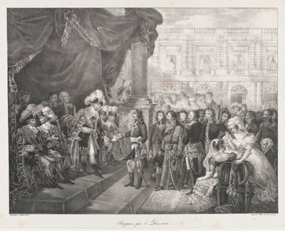 Przyjęcie przez dyrekcję, początek XIX wiek (lito) autorstwa Charles Etienne Pierre Motte