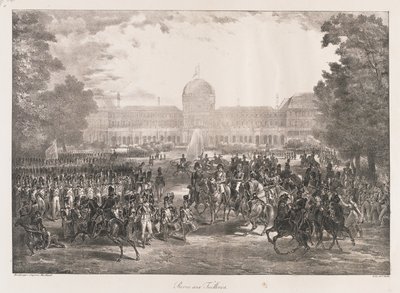 Przegląd Tuileries, początek XIX wieku (lito) autorstwa Charles Etienne Pierre Motte