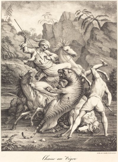 Polowanie na Tygrysa autorstwa Charles Etienne Pierre Motte after Auguste Jacques Regnier