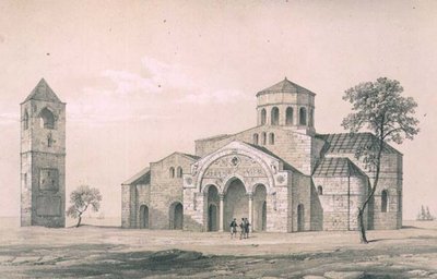 Południowo-wschodni widok na kościół św. Zofii, Trebizond, wyd. według Day & Son (lito) autorstwa Charles Felix Marie (after) Texier