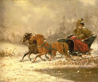 Powrót do domu zimą autorstwa Charles Ferdinand De La Roche