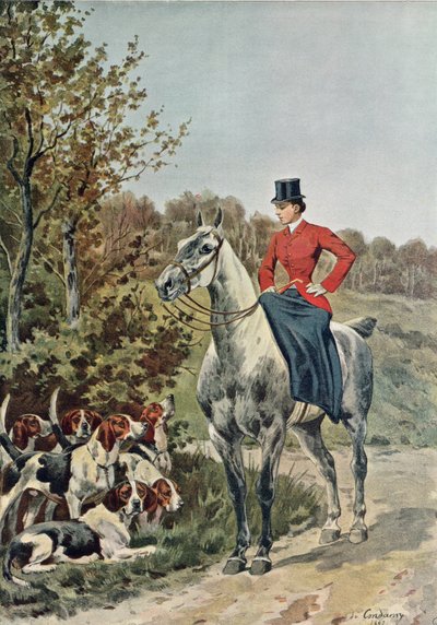 Horsewoman z psami, z 