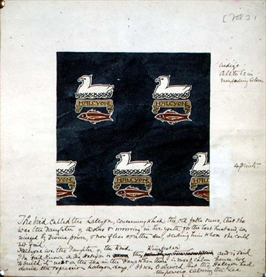 `Halcyon`, projekt do projektu tkaniny, ok.1895 (akwarela na papierze) autorstwa Charles Francis Annesley Voysey