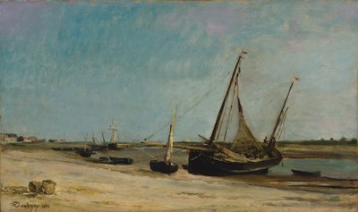 Łodzie na wybrzeżu w Étaples autorstwa Charles Francois Daubigny