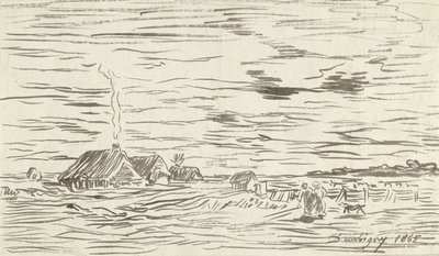 Gospodarstwa wiejskie na płaskim terenie autorstwa Charles Francois Daubigny