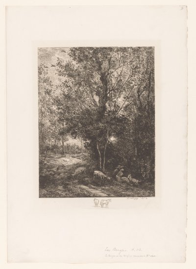Las z odpoczywającymi pasterzami Le berger et la bergere autorstwa Charles Francois Daubigny