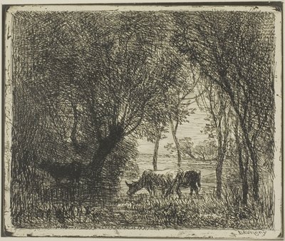 Krowy w lesie autorstwa Charles Francois Daubigny