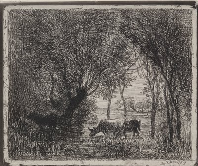 Krowy w lesie autorstwa Charles Francois Daubigny