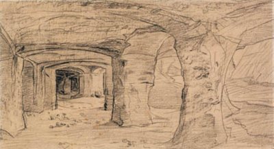 Sklepienia skalne w kamieniołomie w Auvers-sur-Oise. autorstwa Charles Francois Daubigny