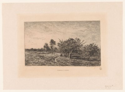 Krajobraz z jabłoniami Pommiers i Auvers. (tytuł na obiekcie) autorstwa Charles Francois Daubigny