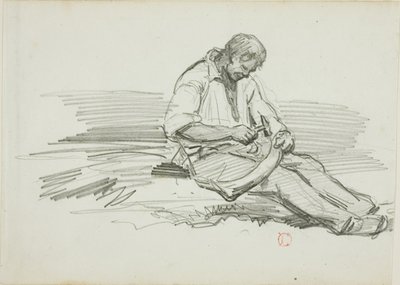 Człowiek naprawiający kosę autorstwa Charles Francois Daubigny