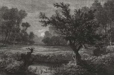 Wschód księżyca w dolinie Andilly, 1845. autorstwa Charles Francois Daubigny